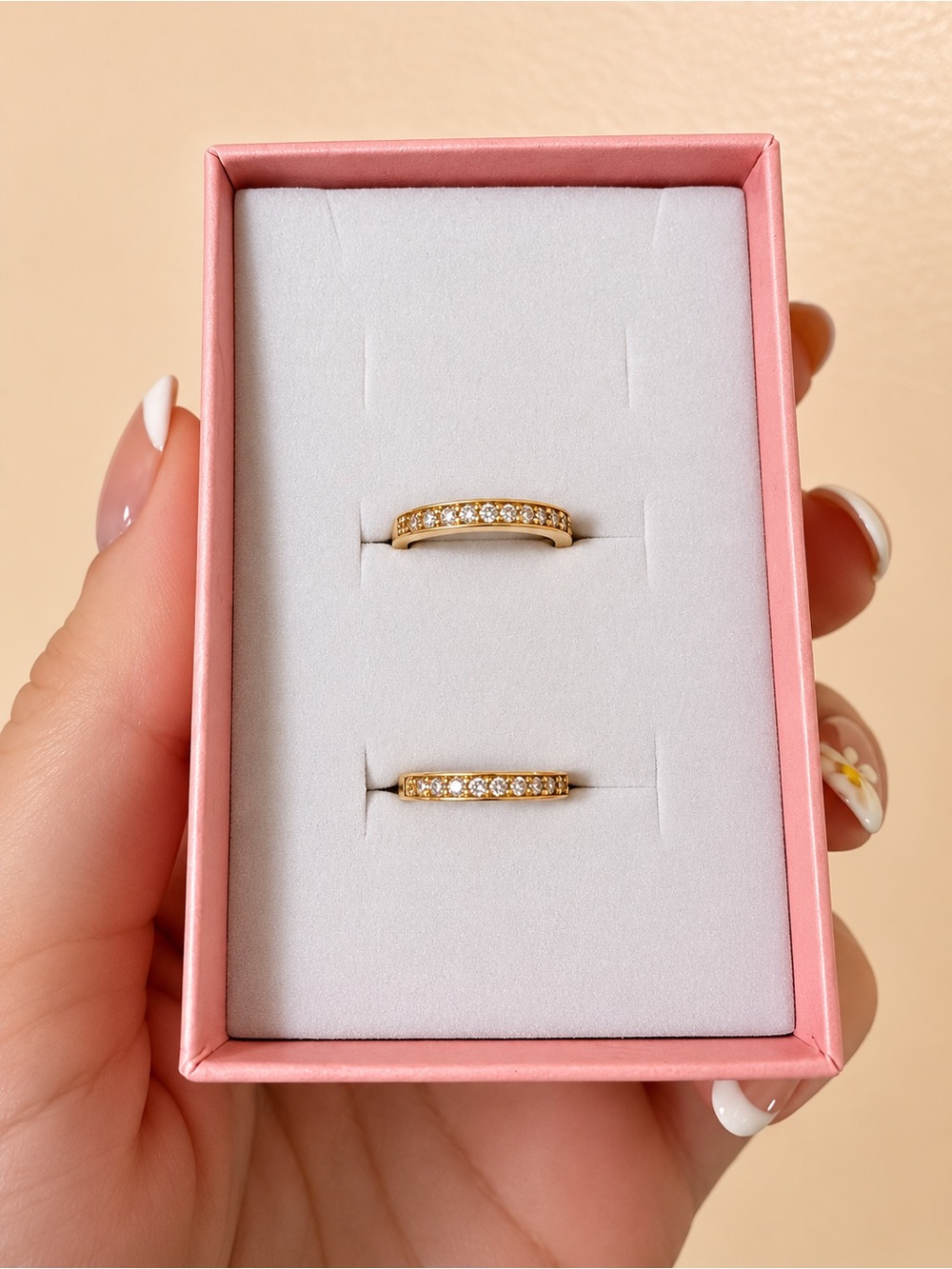 Real 10k Gold Crystal Pavé Huggie Earrings - Sparkling Gold Tone